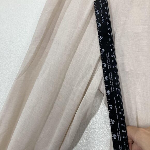 Intermix Pants Womens Petite Beige Khaki Sheer Wide Leg High Waist Viscose Wool - Picture 7 of 13